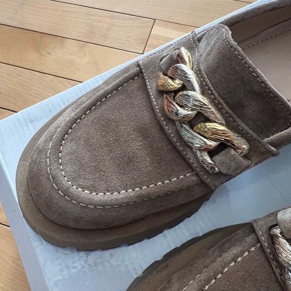 Brown Suede Loafers with Gold Chain size 39 - Picture 4 of 6